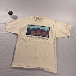 Denver Public Library T Shirt Short Sleeve White Size L